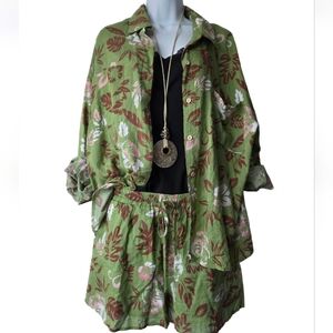 Floral Green Two-Piece Set L
